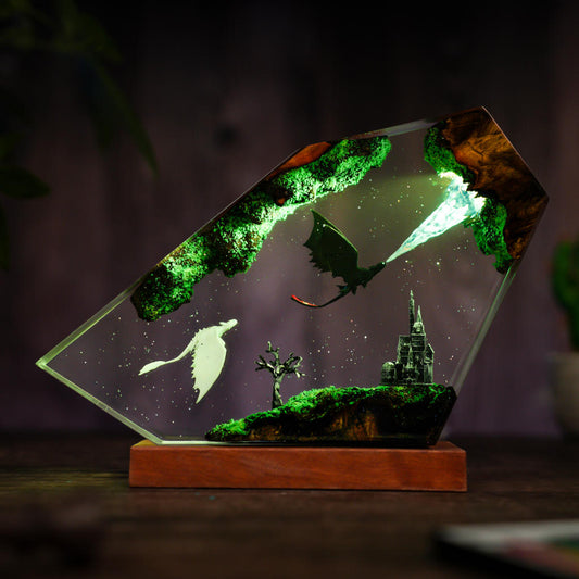Flying Toothless and Light Fury Lamp