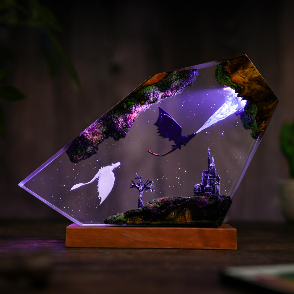 Flying Toothless and Light Fury Lamp