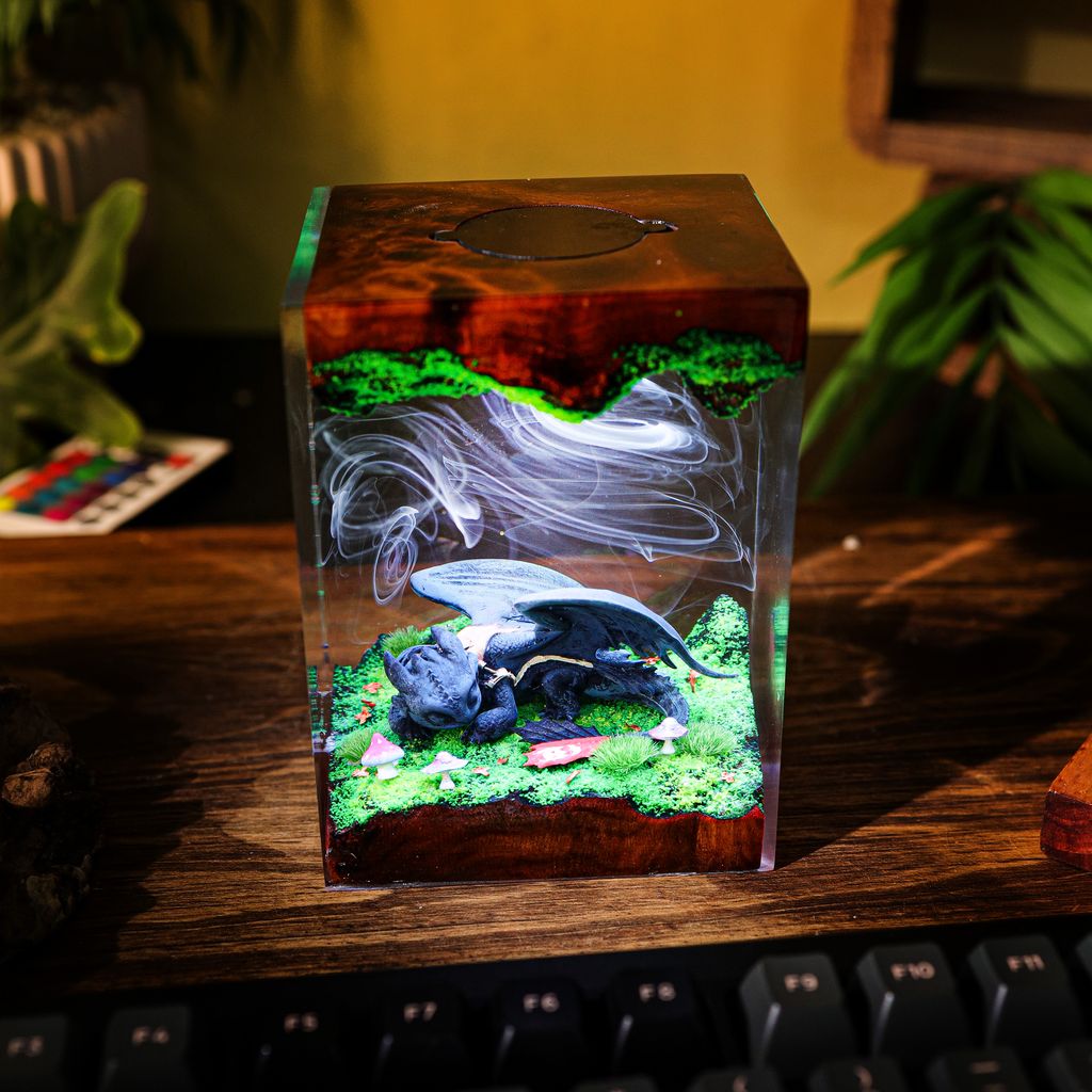 Handmade Sleeping Toothless Dragon Desk Lamp