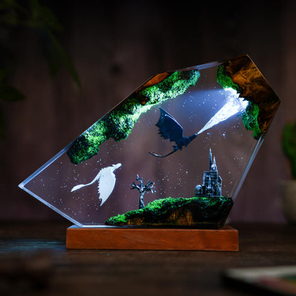 Flying Toothless and Light Fury Lamp
