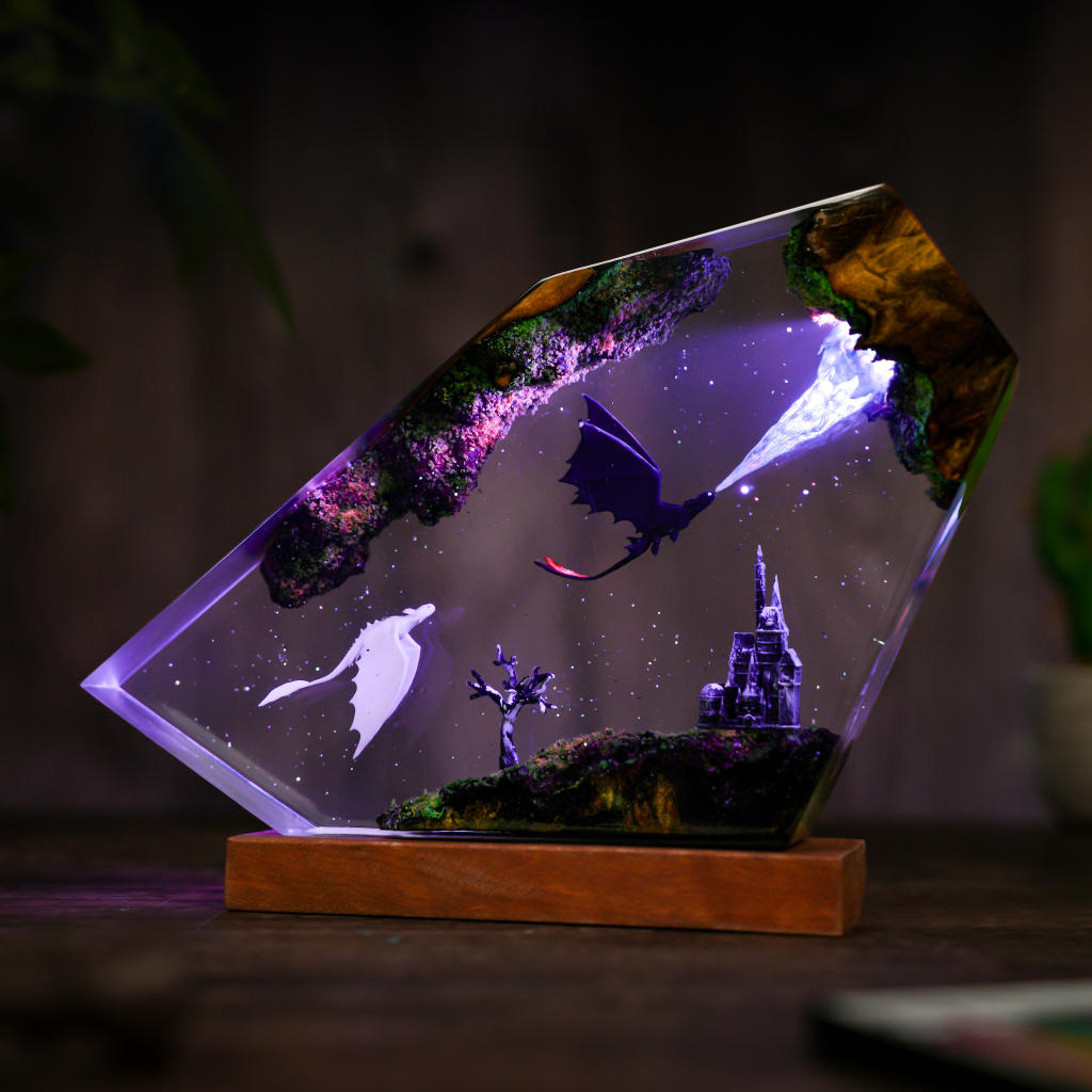 Flying Toothless and Light Fury Lamp