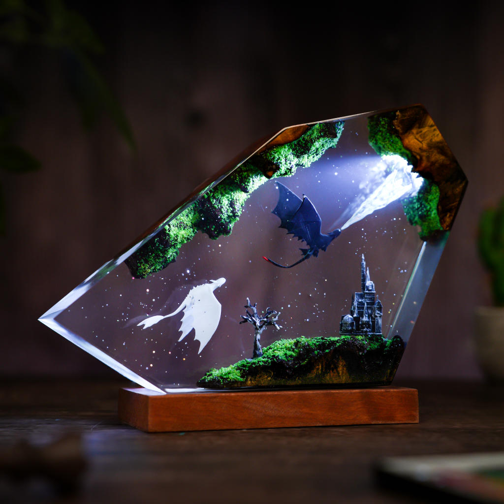 Flying Toothless and Light Fury Lamp