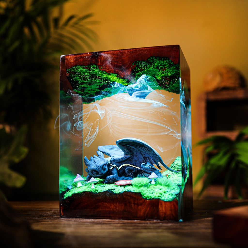 Sleeping Toothless Dragon Resin Night Lamp